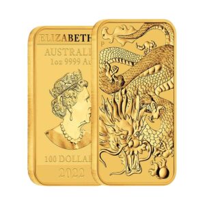 2022 1 oz Australian Rectangular Gold Dragon Coin (BU)