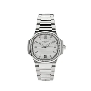 Patek Philippe Nautilus Ladies Diamond Nautilus Stainless Steel White Dial Diamond Bezel 7118/1200A-010