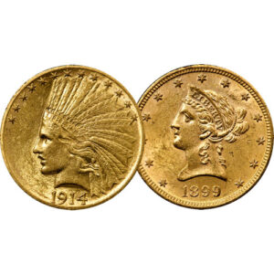 Pre-33 $10 Indian and Liberty Gold Eagle 2-Coin Set (AU+)