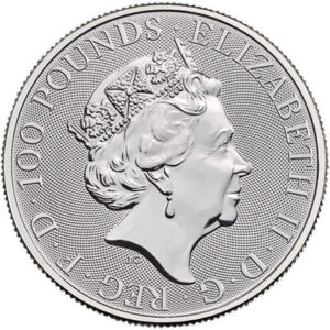 2019 1 oz British Platinum Queens Beast Black Bull Coin