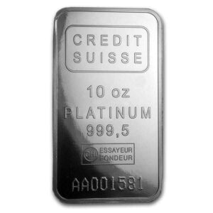 10 oz Credit Suisse Platinum Bar For Sale (New w/ Assay)