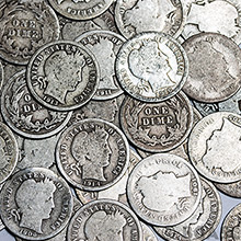 90% Silver Barber Dimes For Sale ($100 FV, Circulated)