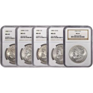 Morgan Silver Dollar 5-Coin Set NGC MS65 (1878-1904)