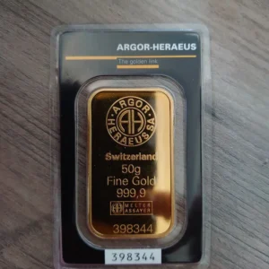 Buy 50 Gram Argor Heraeus Gold Bar (New w/ Assay)