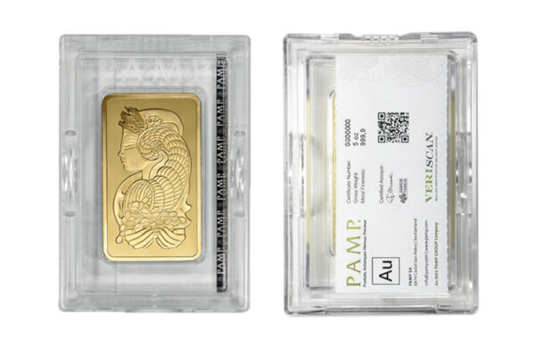 5 oz PAMP Suisse Fortuna Veriscan Gold Bar (New w/ Assay) - Image 4