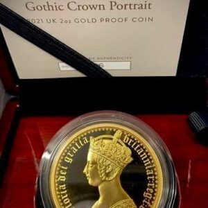 2021 2 oz Proof British Gold Gothic Crown Portrait Coin (Box + CoA)