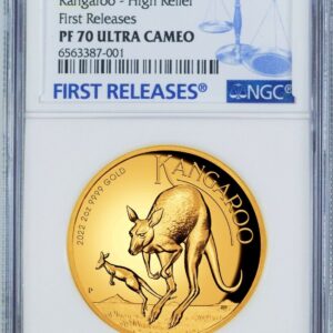 2022 2 oz Proof Australian Gold Kangaroo Coin (High Relief)