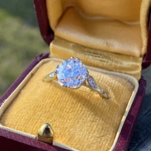 Art Deco Oval 2.06 Carat Sapphire Diamond Platinum Engagement Ring