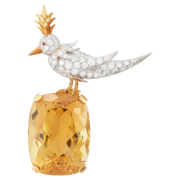 Bird on a Rock Citrine and Diamond Brooch Jean Schlumberger for Tiffany & Co.