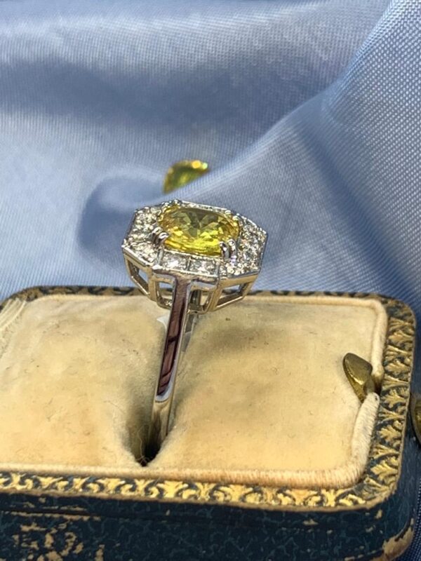 16.79 Carat Cushion-Cut Yellow Sapphire and Diamond Ring - Image 8