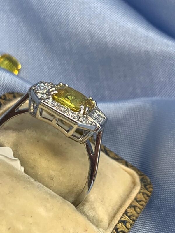 16.79 Carat Cushion-Cut Yellow Sapphire and Diamond Ring - Image 11