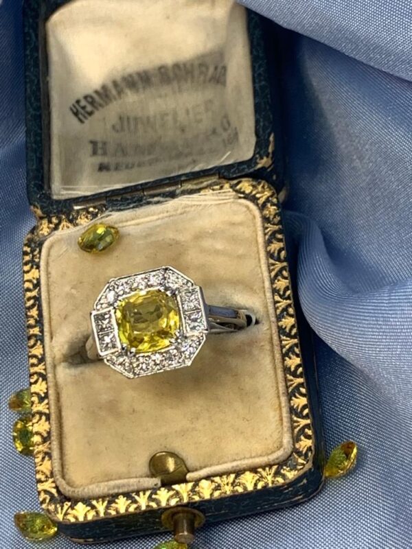 16.79 Carat Cushion-Cut Yellow Sapphire and Diamond Ring - Image 12