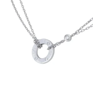 Cartier Love White Gold Diamond Circle Charm Necklace