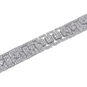 Cartier Paris Art Deco Diamond Platinum Strap Bracelet