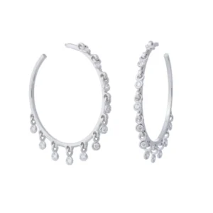 Christian Dior Coquine White Gold Diamond Hoop Earrings