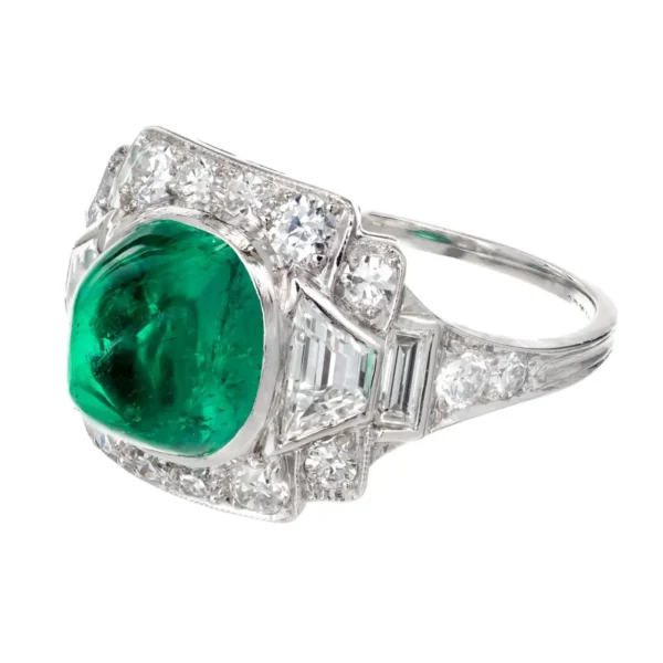 Colombian Emerald Diamond Platinum Cocktail Ring Tiffany & Co. 3.60 Carat