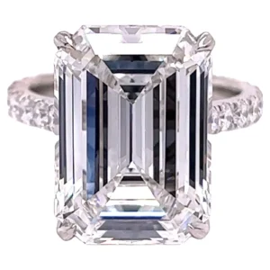 David Rosenberg 10.41 Carat Emerald Cut F VVS2 GIA Diamond Engagement Ring