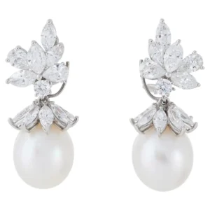 Diamond and Pearl Detachable Drop Ear Clips Tiffany & Co.