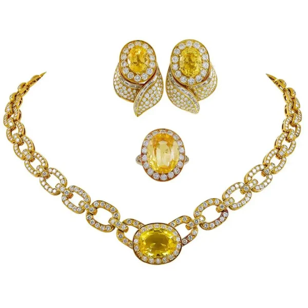 Diamond Yellow Sapphire Necklace Suite Van Cleef & Arpels
