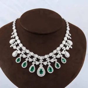 Emerald and Diamond Drop Necklace