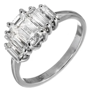 Emerald Cut Diamond Platinum Engagement Ring GIA Certified .94 Carat