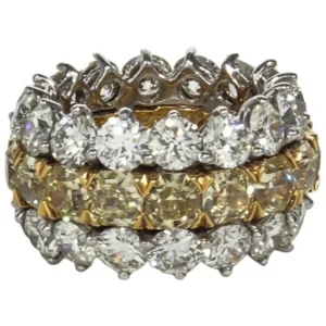 Fabulous Yellow and White Diamond Wide Band Ring