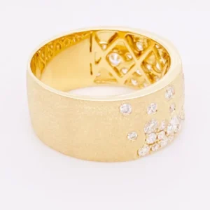 Galaxy Diamond Ring 1.00 Carat 14 Karat Yellow Gold, Confetti Flush Cigar Band