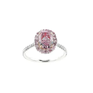 GIA Certified Natural 1 Carat Fancy Purplish Pink Diamond Halo Platinum Ring