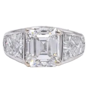 Graff GIA Certified Emerald Cut 4.03 Carat Diamond Fancy Cut Diamond Set Ring