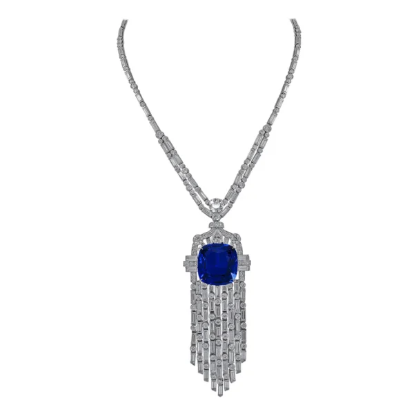 Spectra Fine Jewellery 38.60 Carat Ceylon Sapphire Diamond Platinum Necklace