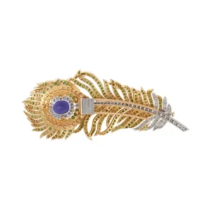 Tiffany & Co. Diamond Tanzanite and Sapphire Feather Brooch