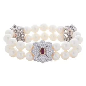 Tiffany & Co. Ruby Pearl and Diamond Bracelet For Sale