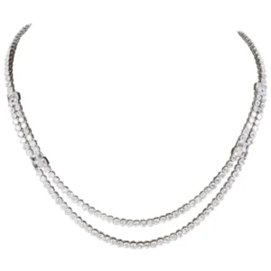 Two Row Diamond Platinum Tennis Necklace