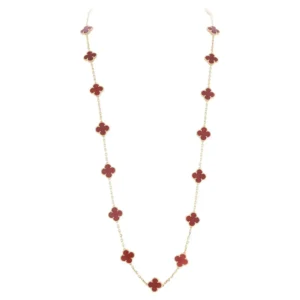 Vintage Alhambra 20 Motif Carnelian Necklace