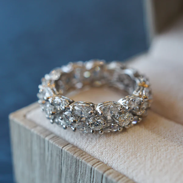 Wide Marquise Diamond Eternity Band Set in Platinum