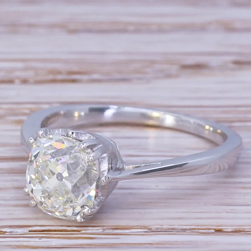1930s English Art Deco old mine diamond solitaire ring
