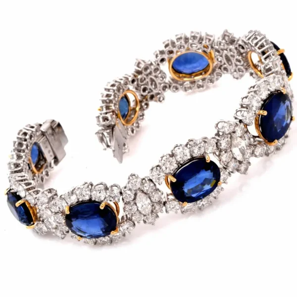 1980s Lady Diana Sapphire Diamond Platinum & Gold Bracelet