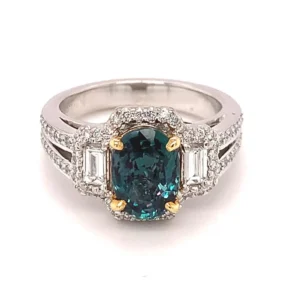 2.02 Carat GIA Certified Alexandrite Chrysoberyl and Diamond Engagement Ring