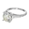2.53 Carat Round Cut Baguette Diamond Three-Stone Platinum Engagement Ring - Image 5