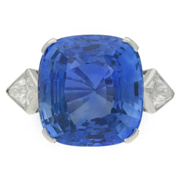 20.13 Carats Natural Unenhanced Ceylon Sapphire Diamond Platinum Ring