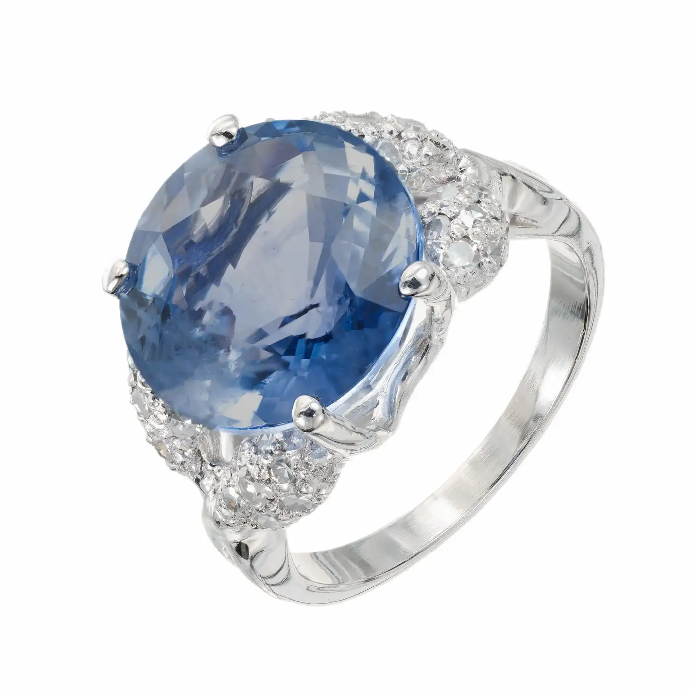 9.13 Carat Ceylon Sapphire Pave Diamond Platinum Engagement Ring GIA Certified