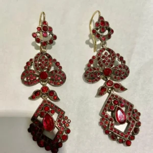 Antique Edwardian Earrings of Pink Paste Earrings