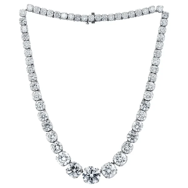 Platinum 95.00 Carat Diamond Tennis Necklace