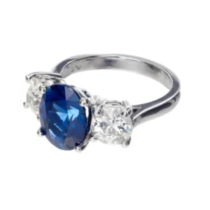 Peter Suchy 5.77 Carat Sapphire Diamond Three-Stone Platinum Engagement Ring