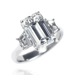 J. Birnbach GIA Certified 3.50 Carat Emerald Cut Diamond Three-Stone Ring