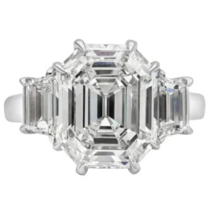 Roman Malakov 6.08 Carat Step Cut Diamond Three-Stone Engagement Ring