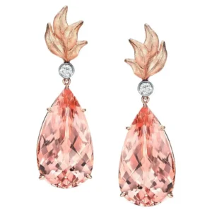 Morganite Earrings 31.63 Carats Pear Shape