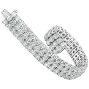 Roman Malakov 44.30 Carat Total Cushion Cut Diamond Three-Row Tennis Bracelet